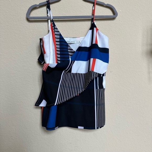 Finders Keepers Graphic Asymmetrical Camisole in Black and White - Picture 3 of 10